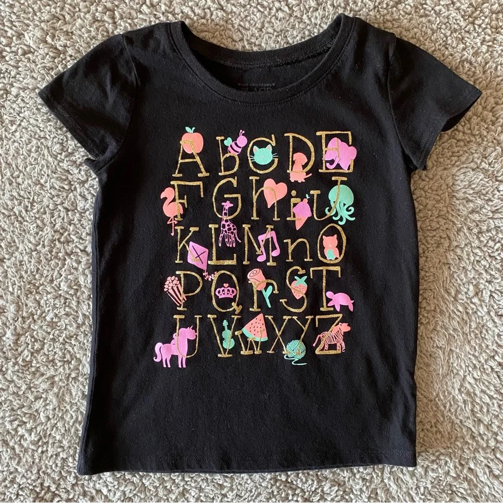 The Children’s Place Girls 5T Back to School LOT of Two Short Sleeve Shirts ABC